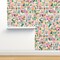 Pink Lake Seaside Palm Trees Houses Garden Tropical Italian Hand Painted Villa Adventure Plants Medium Scale Custom Removable Wallpaper by Spoonflower Peel & Stick Wallpaper 2FT Wide
